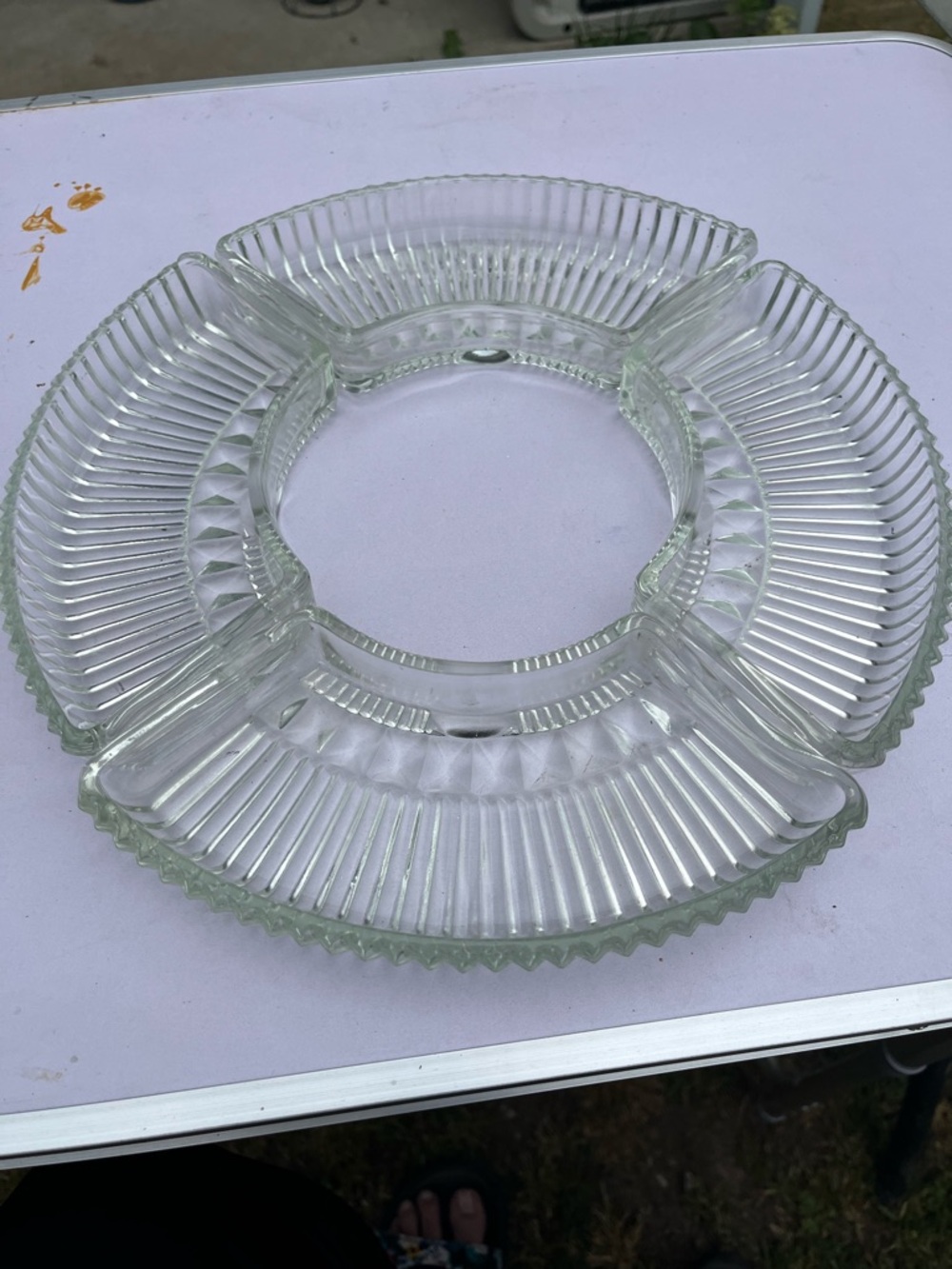 Vintage Clear Glass Divided Serving Tray